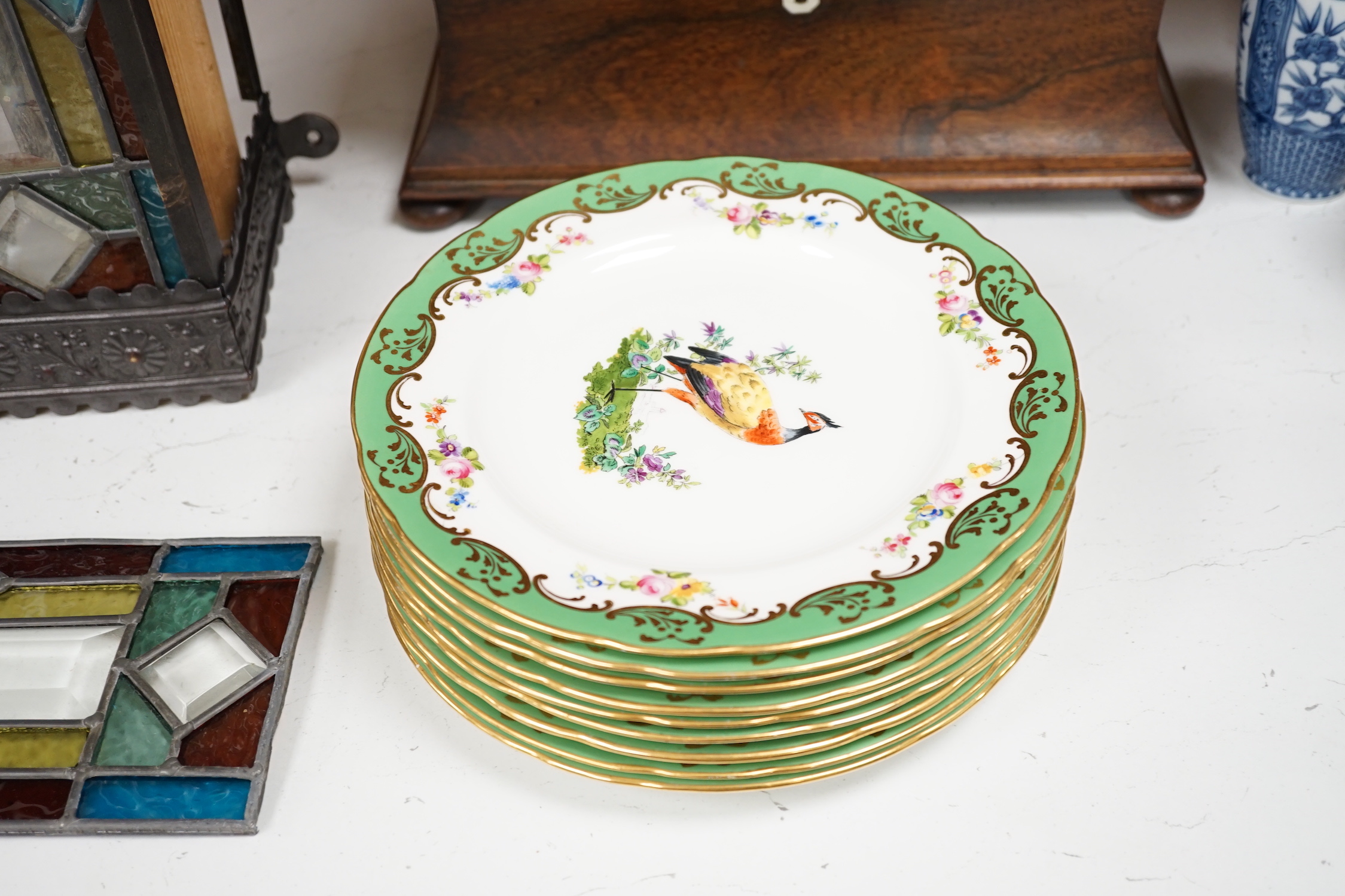 A set of ten Mintons 'bird' decorated plates, 23cm diameter